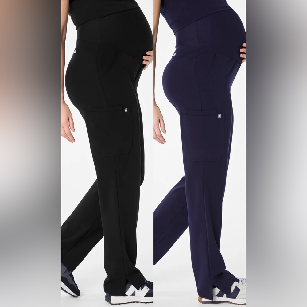 Figs Straight-Leg Maternity Scrub Pants - Black & Navy lot of 2